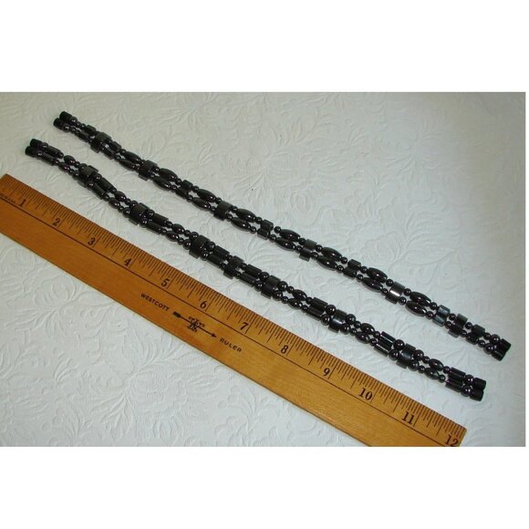 Unbranded Jewelry - 2 Black Hematite Magnetic 2-Row ANKLETS/Necklace, Men/Women Magnet Therapy B44